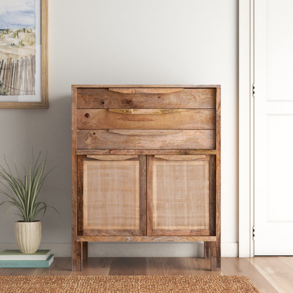 Beachcrest Home Ryan 40 Inch Cottage Mango Wood Dresser Storage